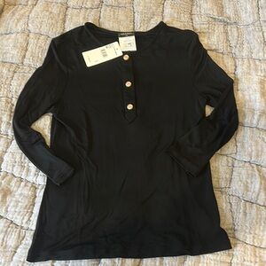 CHANEL Black Blouse with Gold Buttons